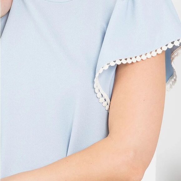 Anthropologie You & Me Light Blue Blouse with Delicate Trim - Picture 1 of 4